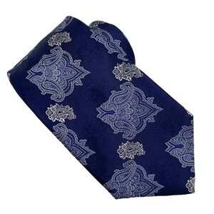 Turnbull & Asser Silk Tie Blue Paisley Made in England Classic Luxury